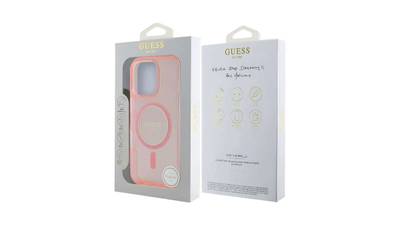 Guess PU 4G Logo Rückschale für iPhone 16 Pro Pink