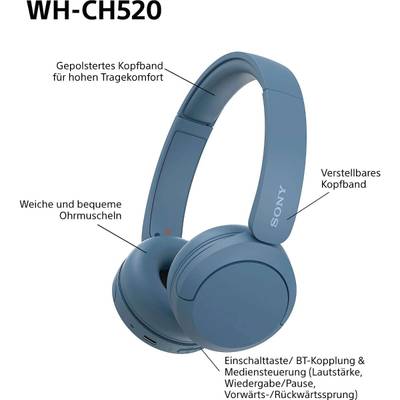 SONY Wh-CH520 On-Ear Wireless Kopfhörer Blau