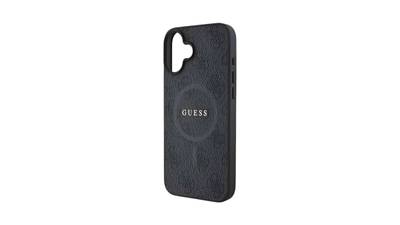 Guess PU 4G Metal Logo Rückschale für iPhone 16 Plus Schwarz Gold