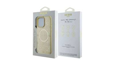 Guess PU 4G Logo Rückschale für iPhone 16 Pro Max Gold